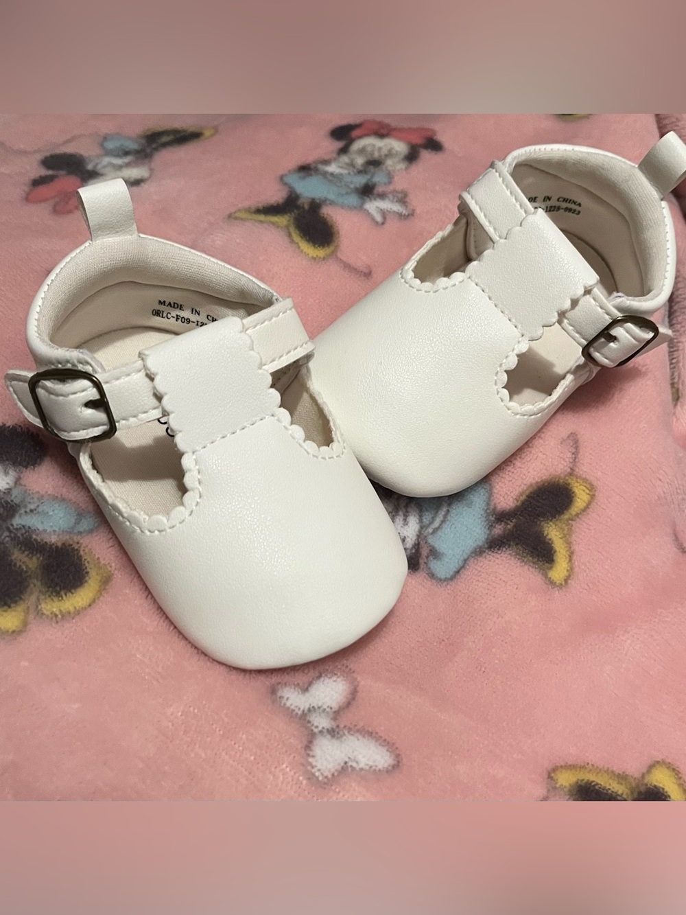 Baby Scalloped Strap White Mary Jane Baby Shoes